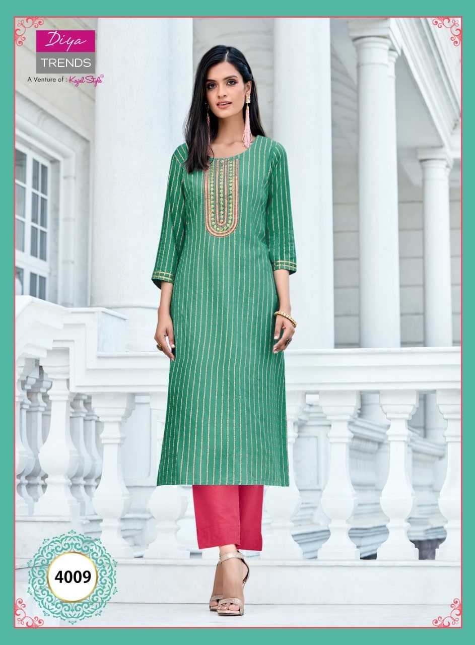Diya Trends Victoria Vol  4 Heavy Rayon Exclusive Kurti Catalog