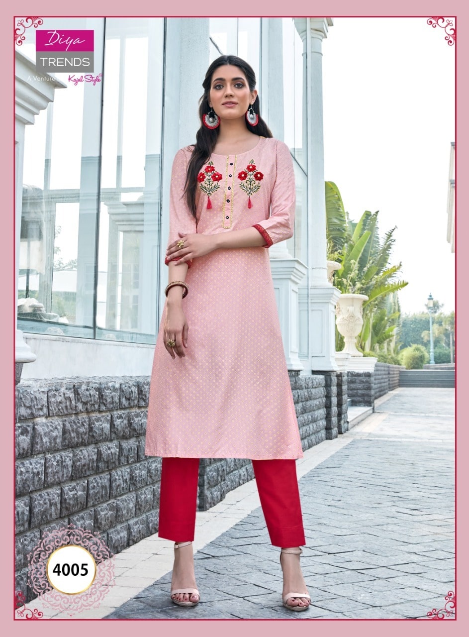 Diya Trends Victoria Vol  4 Heavy Rayon Exclusive Kurti Catalog