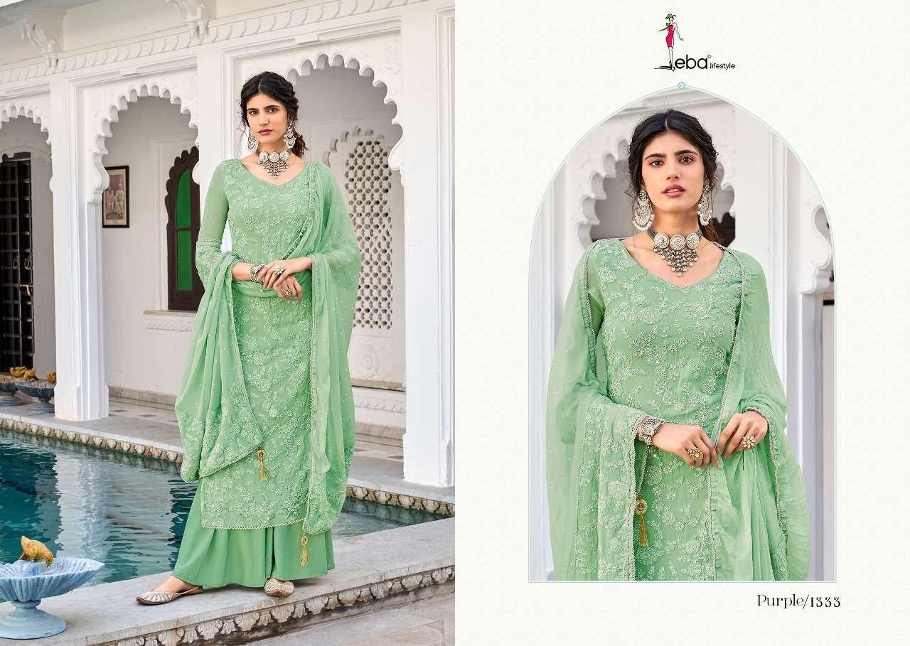 Eba  Purple Vol 1 Faux Georgette With Heavy Embroidery Salwar Suits Catalog