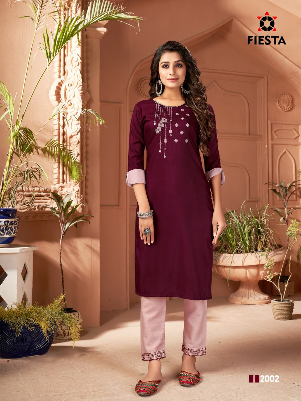 Fiesta Rangrani Designer Silk Embroidery Kurti With Bottom Catalog