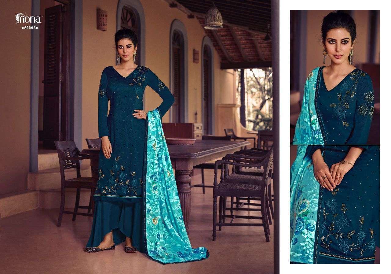 Fiona Harmony Soft Silk With Embroidery Work Salwar Suits Catalog