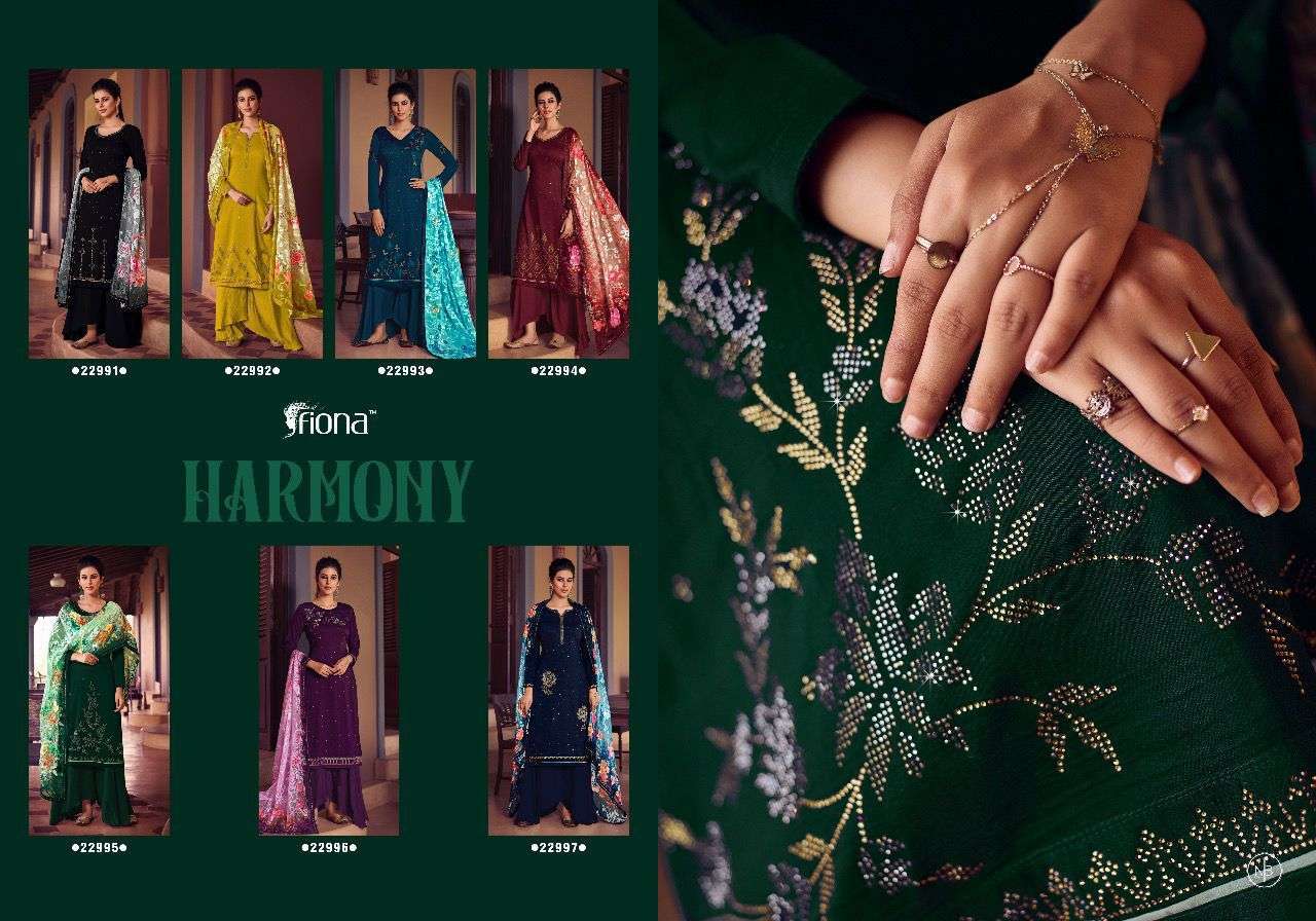 Fiona Harmony Soft Silk With Embroidery Work Salwar Suits Catalog