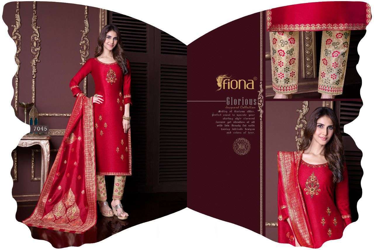 Fiona Meenakari Bemberg Silk Jacquard With Hand Work Dress Material Catalog
