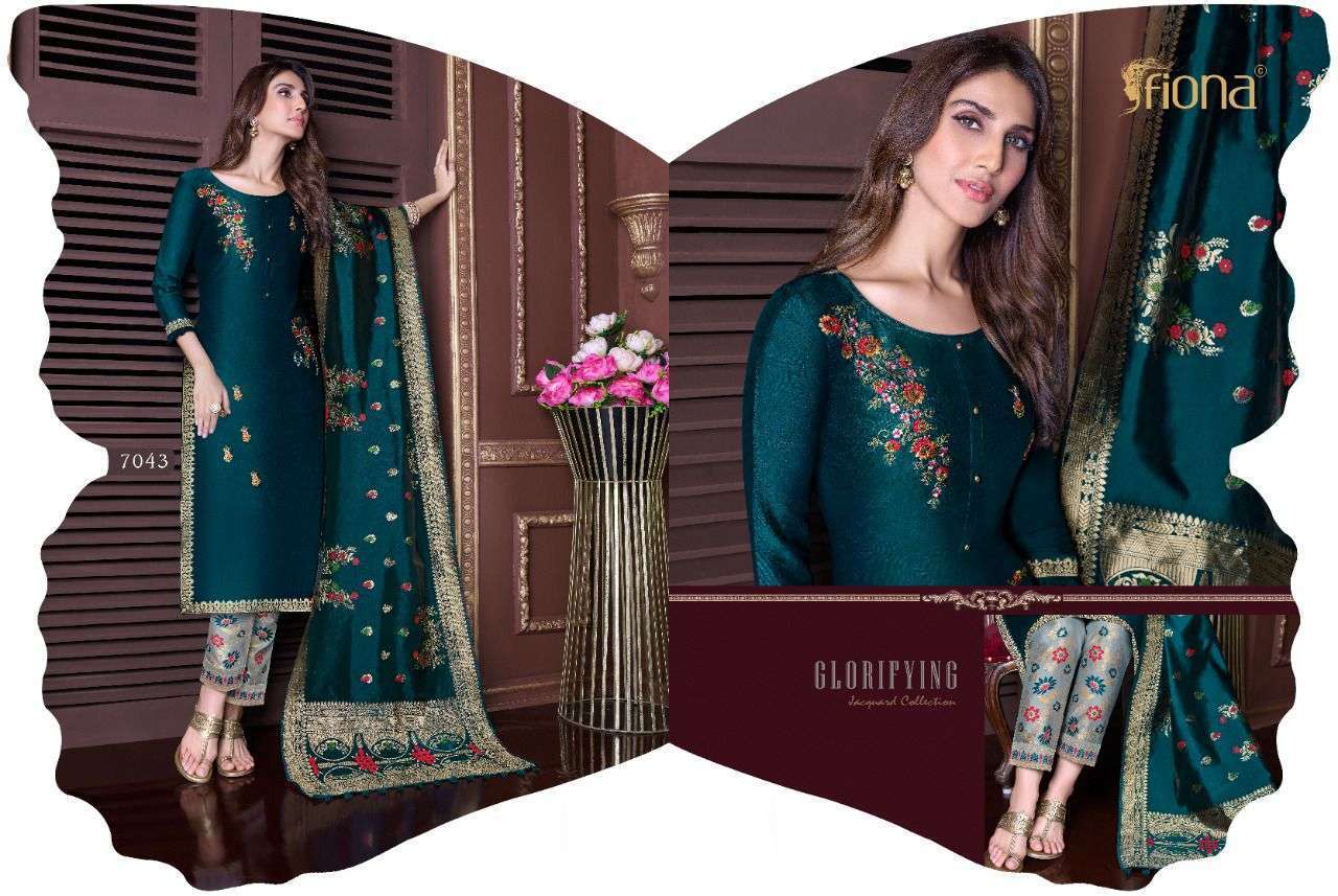 Fiona Meenakari Bemberg Silk Jacquard With Hand Work Dress Material Catalog