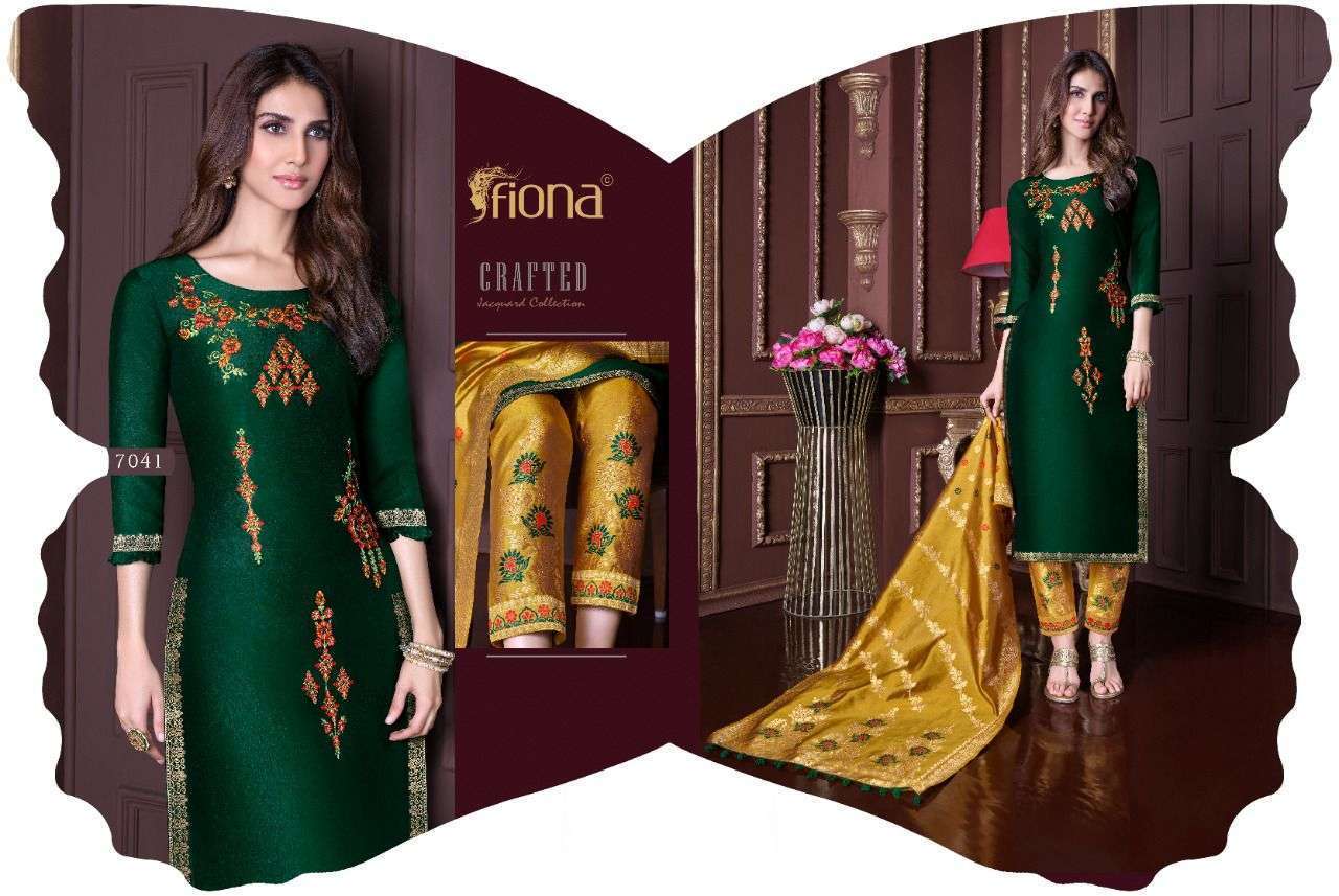 Fiona Meenakari Bemberg Silk Jacquard With Hand Work Dress Material Catalog