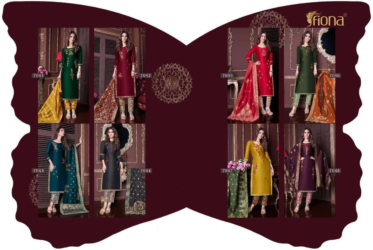 Fiona Meenakari Bemberg Silk Jacquard With Hand Work Dress Material Catalog
