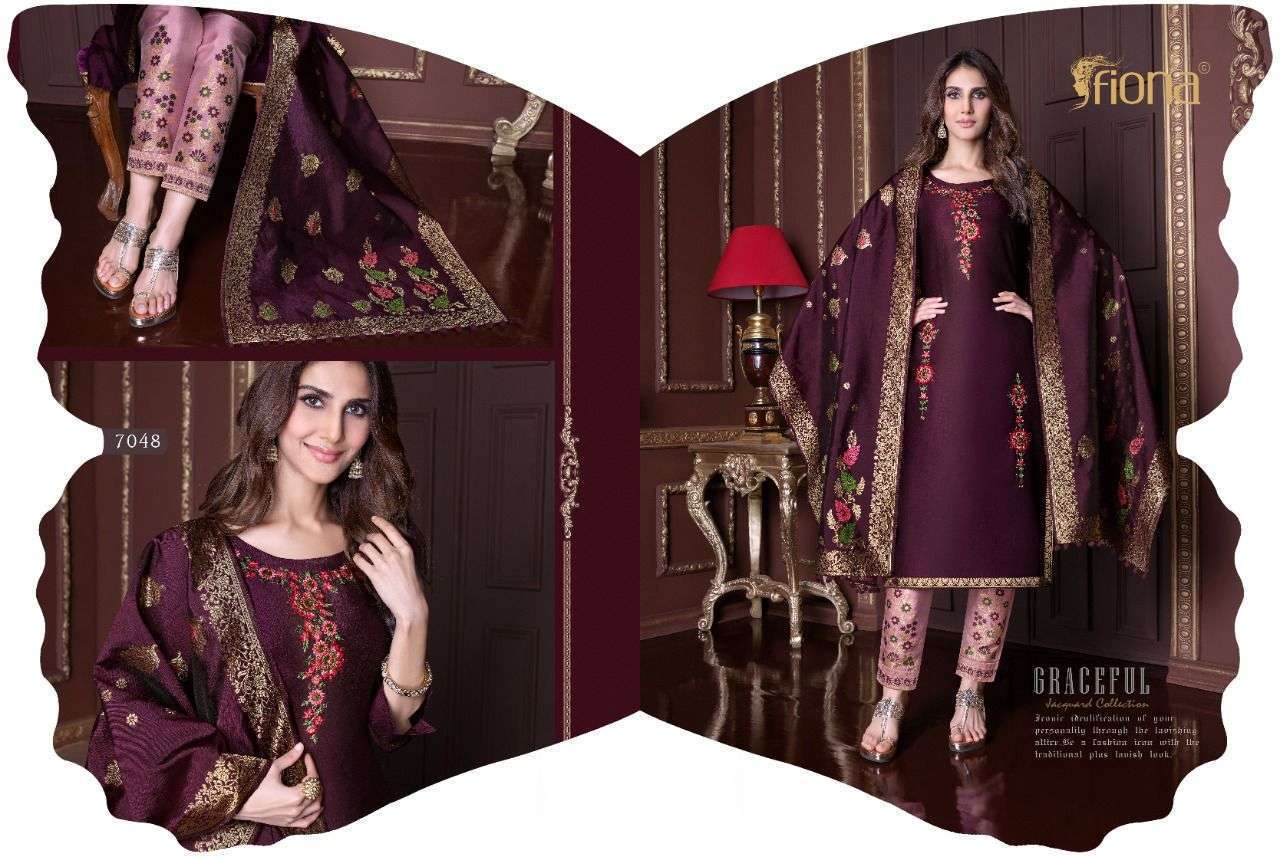 Fiona Meenakari Bemberg Silk Jacquard With Hand Work Dress Material Catalog