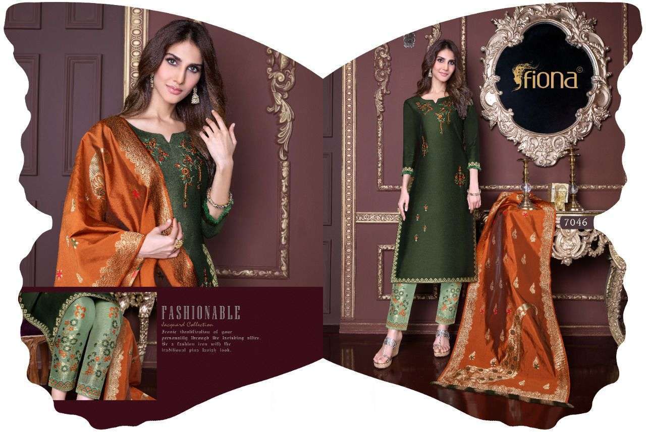 Fiona Meenakari Bemberg Silk Jacquard With Hand Work Dress Material Catalog