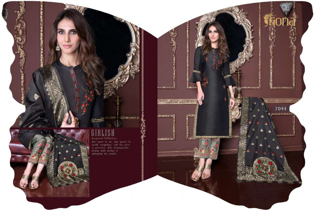 Fiona Meenakari Bemberg Silk Jacquard With Hand Work Dress Material Catalog