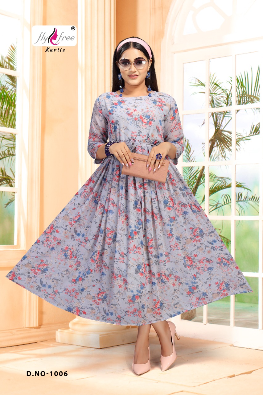 Fly Free  Sanam Vol 3 Wholesale Long  Georgette Kurtis Catalog