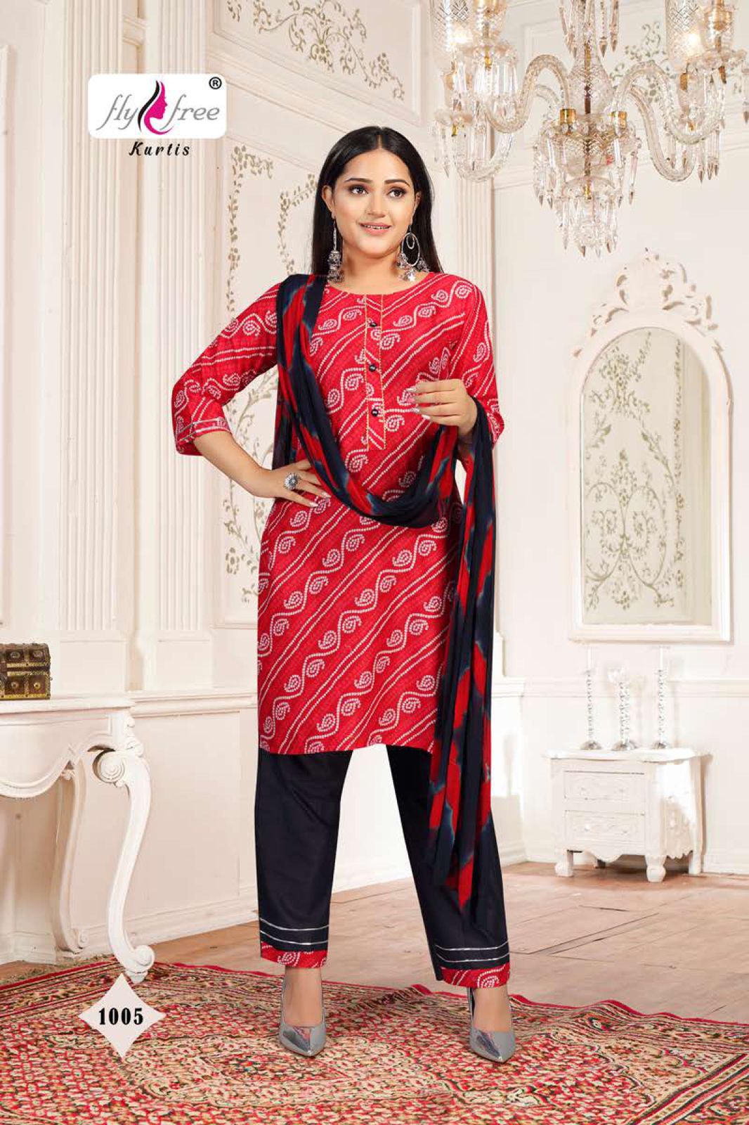 Fly Free Suncity Cotton Designer Ready Made  Kurti Bottom With Dupatta Catalog