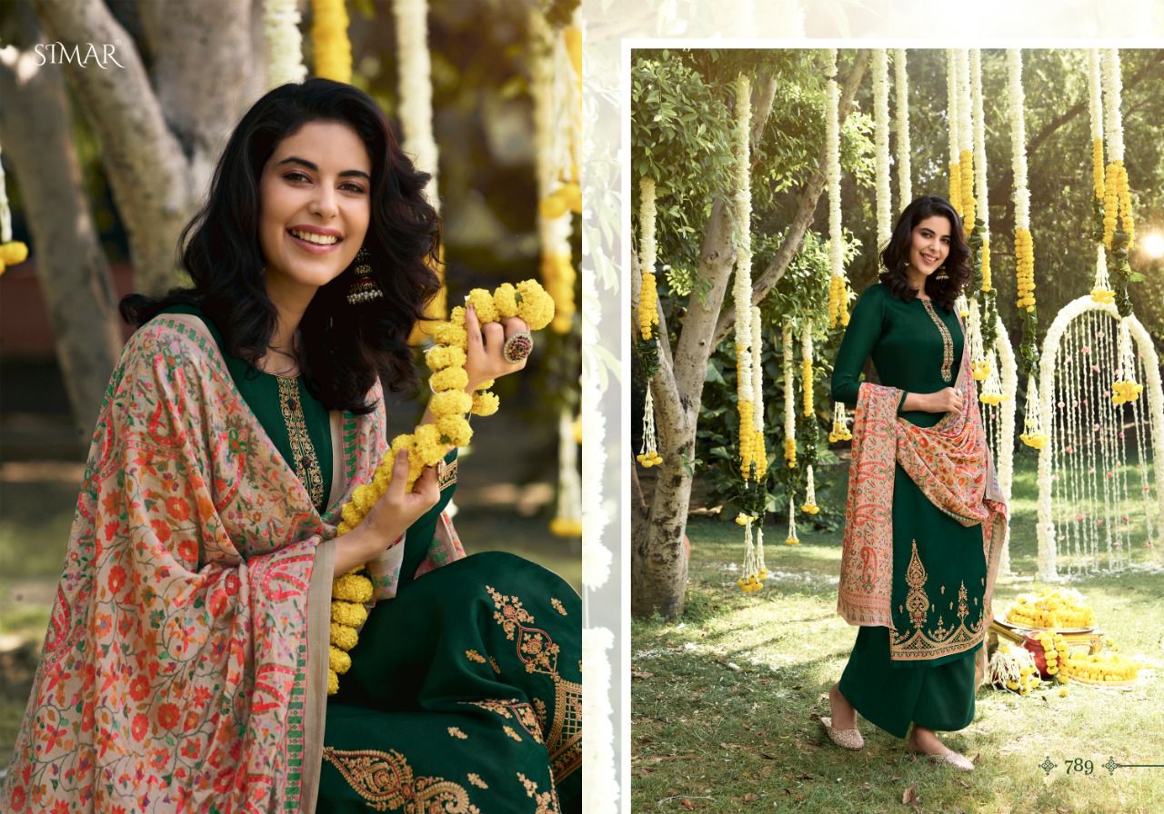 Glossy Simar Misti Silk Pashmina With Fine Embroidered Salwar Suit Catalog