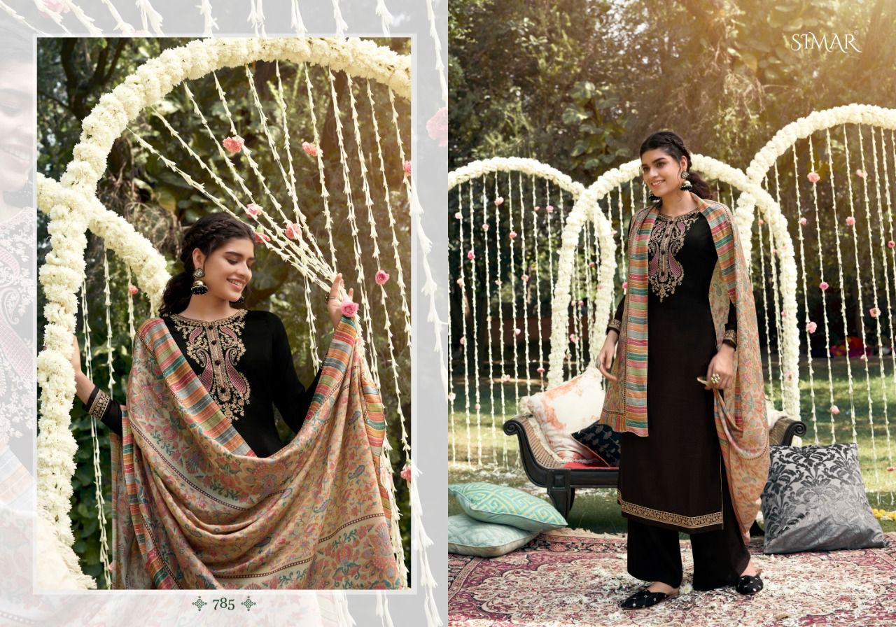 Glossy Simar Misti Silk Pashmina With Fine Embroidered Salwar Suit Catalog