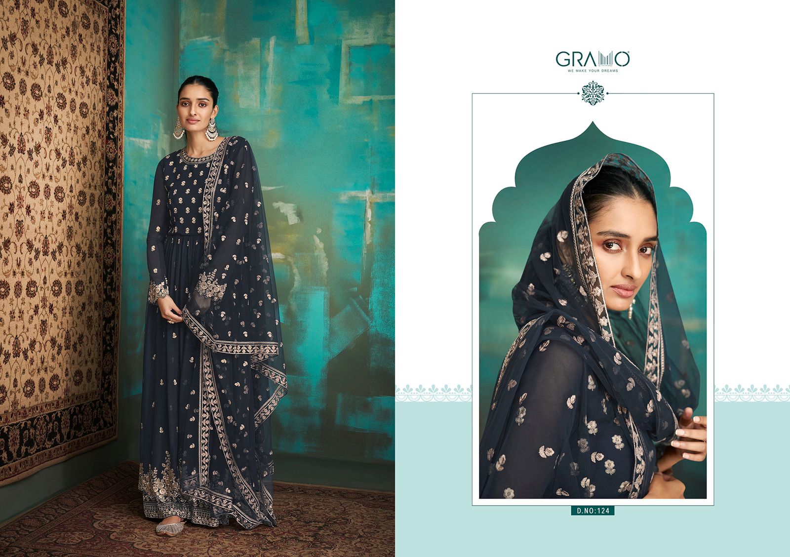 Gramo Navabi  Vol 1 Georgette Wear Designer Salwar Kameez Catalog