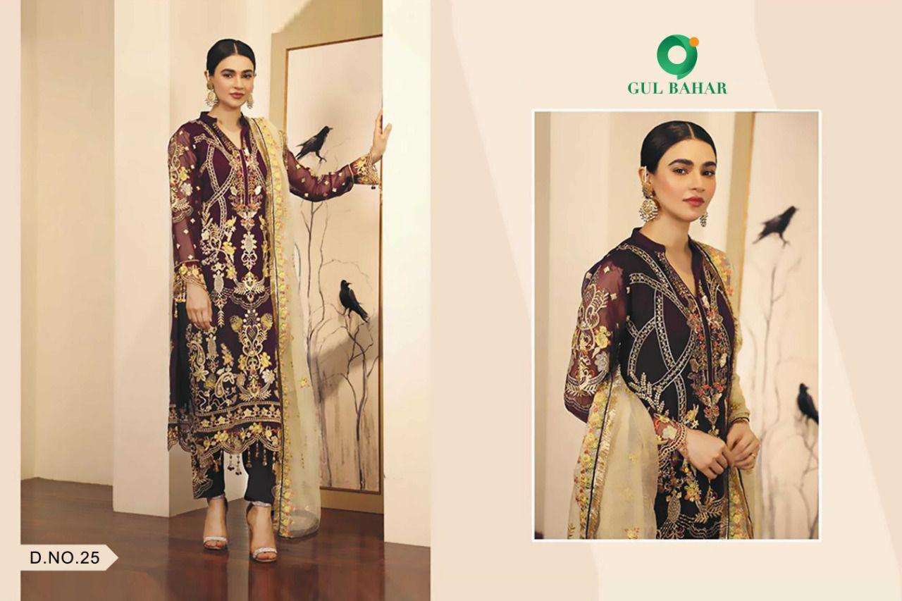 Gul Bahar Adeel Vol1 Butterfly Net With Embroidery Work Pakistani Suits Catalaog