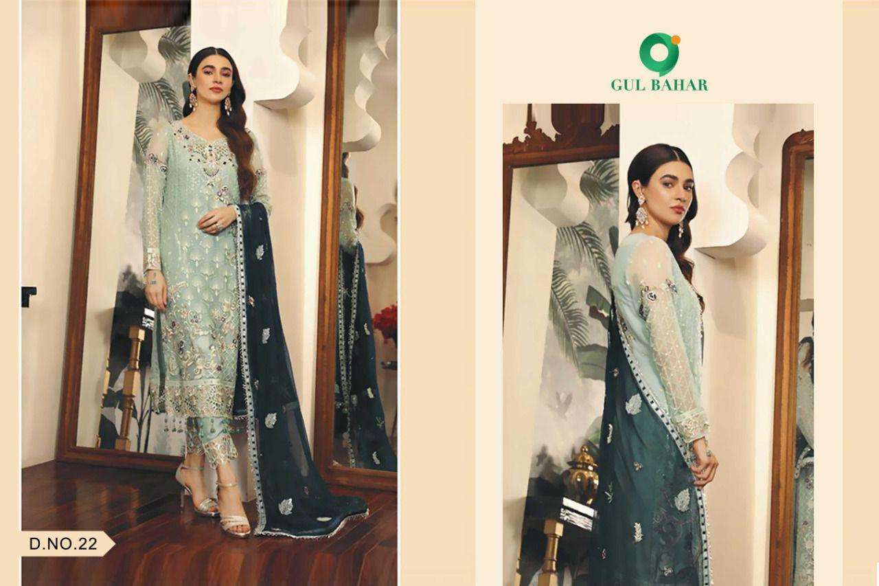 Gul Bahar Adeel Vol1 Butterfly Net With Embroidery Work Pakistani Suits Catalaog