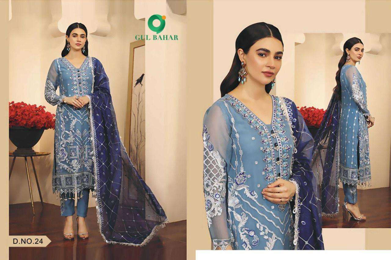 Gul Bahar Adeel Vol1 Butterfly Net With Embroidery Work Pakistani Suits Catalaog