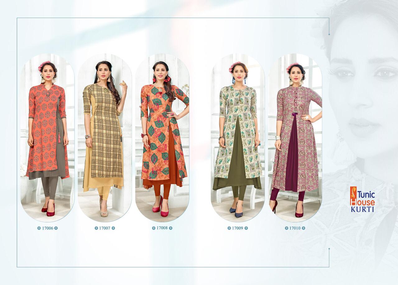 Tunic House Rukshar-2 Rayon Printed Double Layer Kurti Catalog