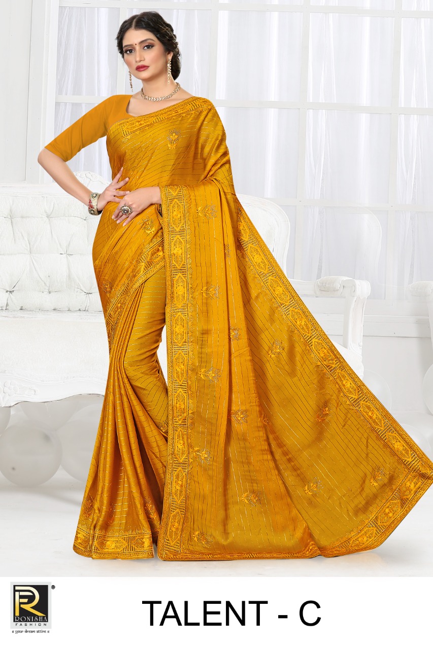 Ranjna Talent Fancy Thread Work Siroski Diamond Exclusive Saree Collection