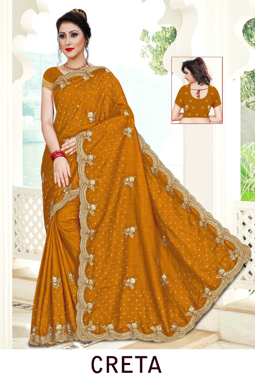 Ranjna Creta Embroidery Warked Heavy Diamond Wedding Saree Collecton