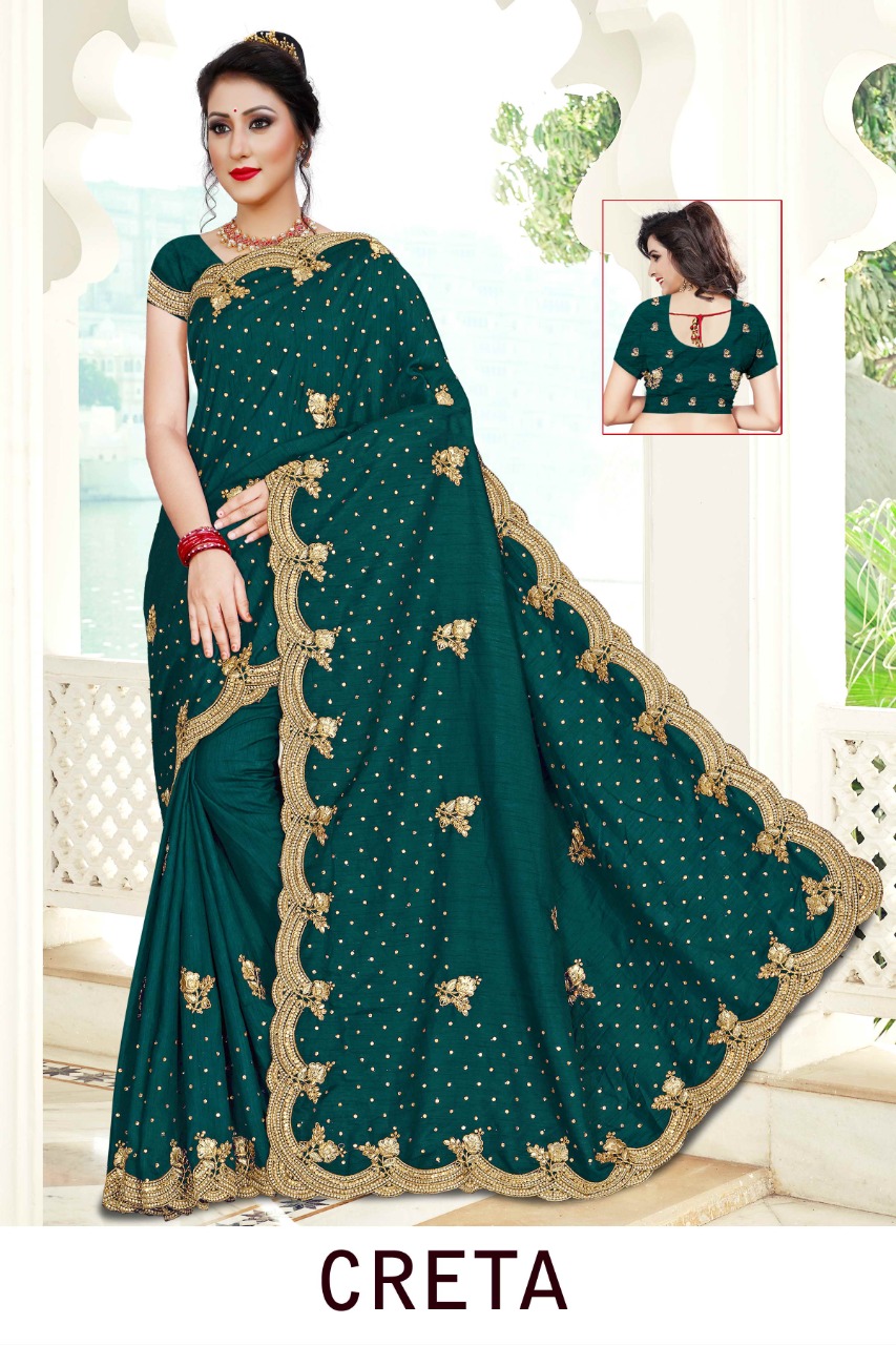 Ranjna Creta Embroidery Warked Heavy Diamond Wedding Saree Collecton