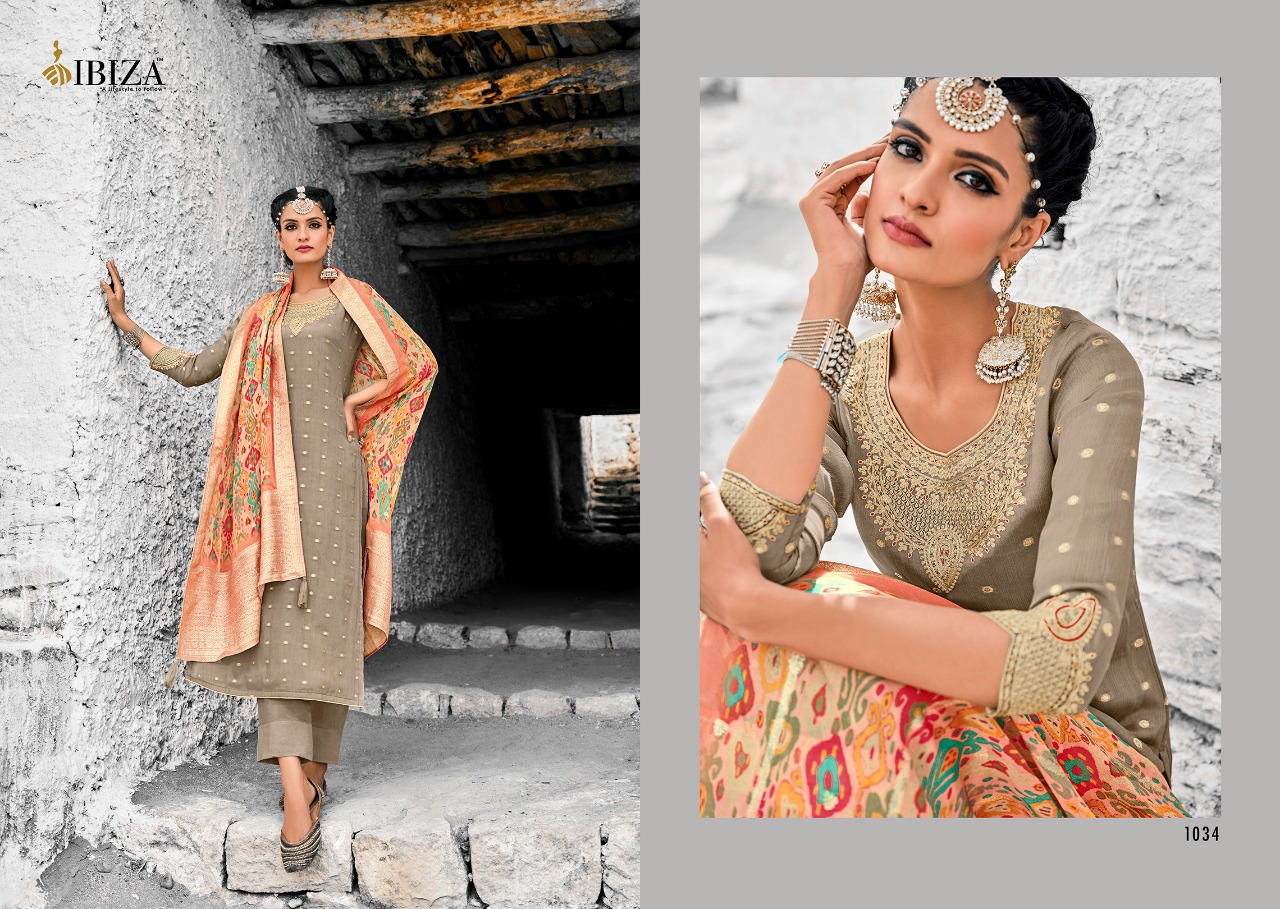 Ibiza Florasion Chinon Jacquard Designer Dress Material Collection