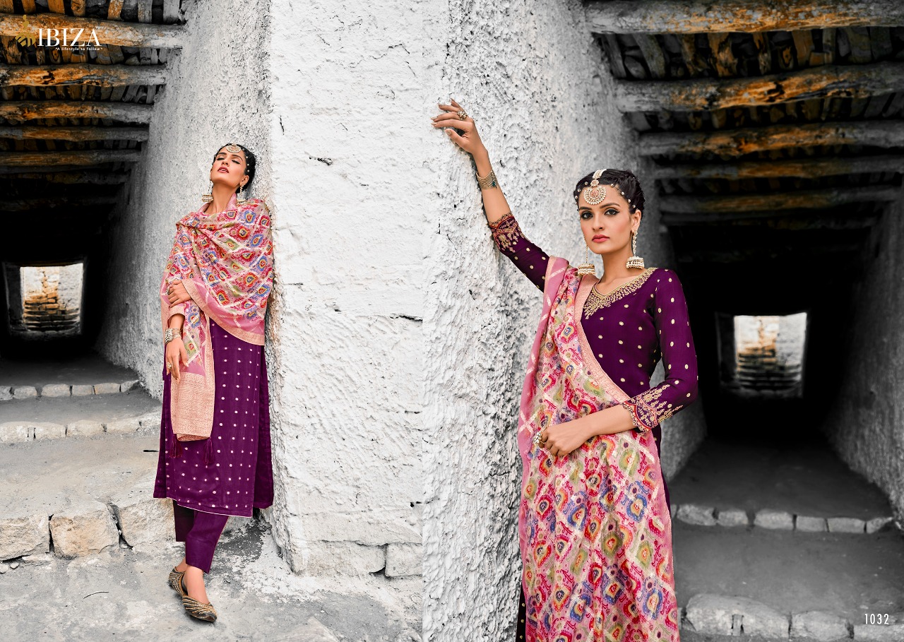Ibiza Florasion Chinon Jacquard Designer Dress Material Collection