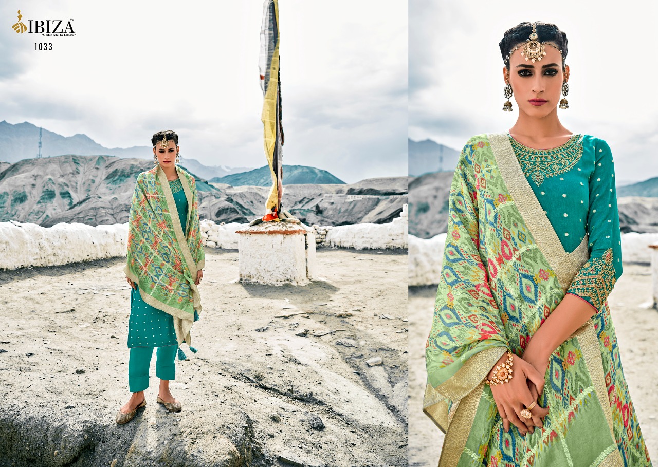 Ibiza Florasion Chinon Jacquard Designer Dress Material Collection