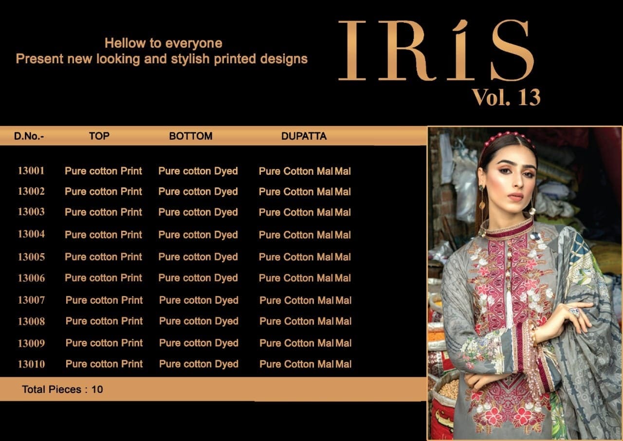 Iris Vol 13  Pure Cotton Dress Materials With Wholesale  Price