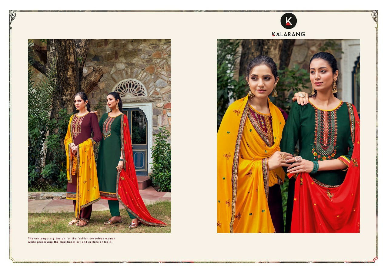 Kalarang Hazel Designer Festive Wear Dress Material Catalog Buy Silk Dress Material Wholesale