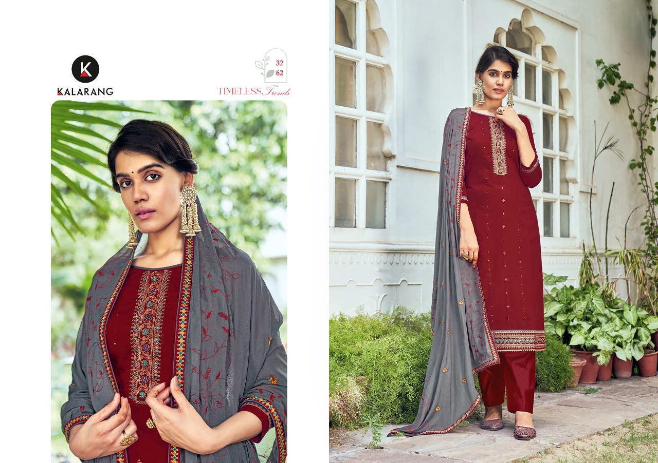 Kalarang Tanisha Designer Silk Embroidery  Designer Dress Material Catalog