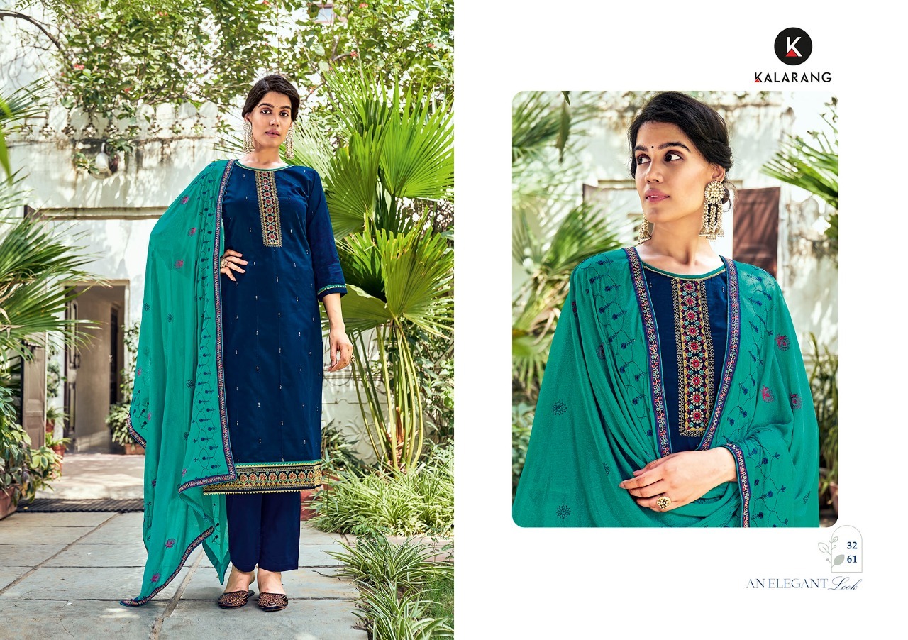 Kalarang Tanisha Designer Silk Embroidery  Designer Dress Material Catalog