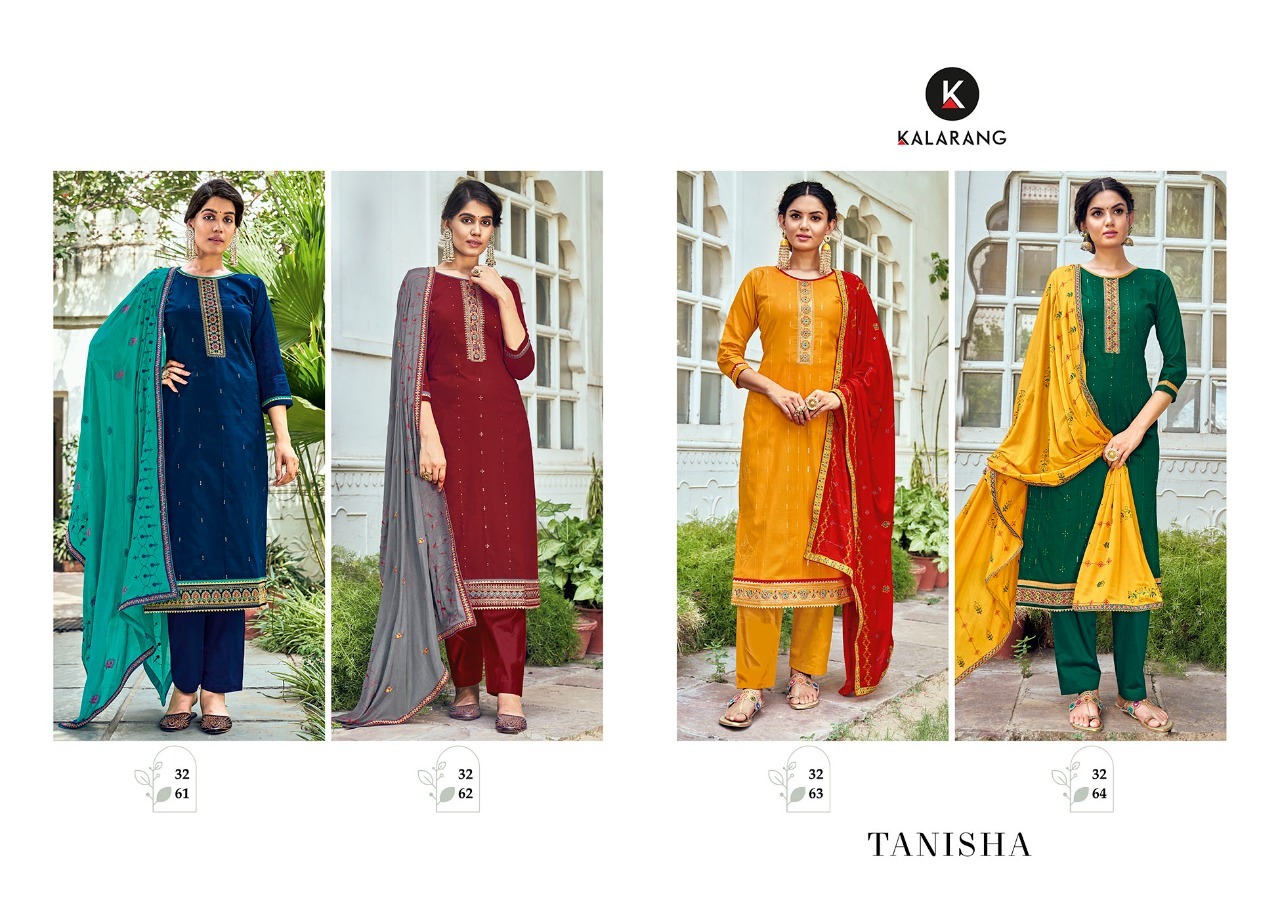 Kalarang Tanisha Designer Silk Embroidery  Designer Dress Material Catalog