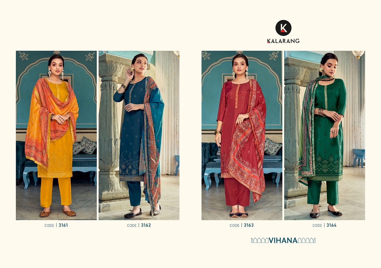 Kalarang Vihana Designer Viscose Festive Wear Salwar Suits Dress Material Wholesale In Surat