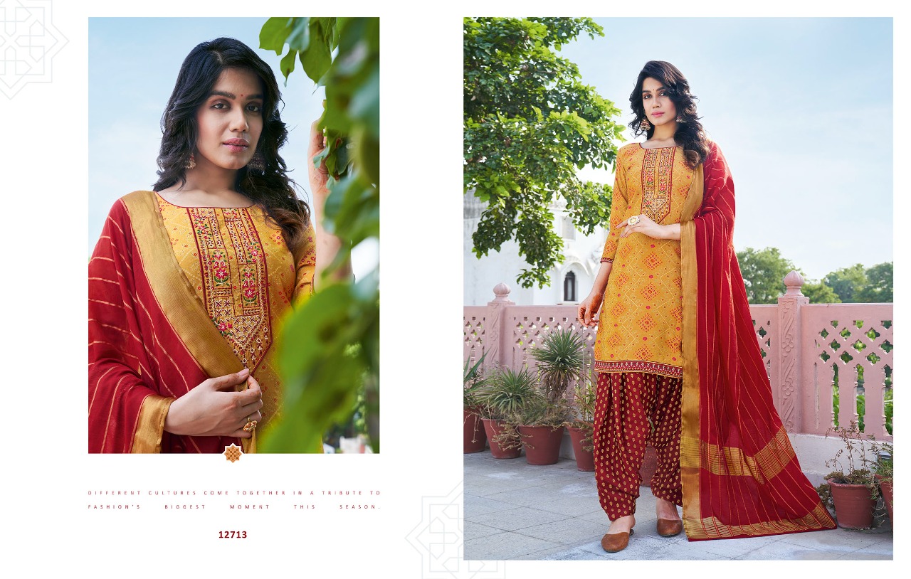 Kalaroop Bandhej Designer Silk Festive Wear Dress Materials Catalog