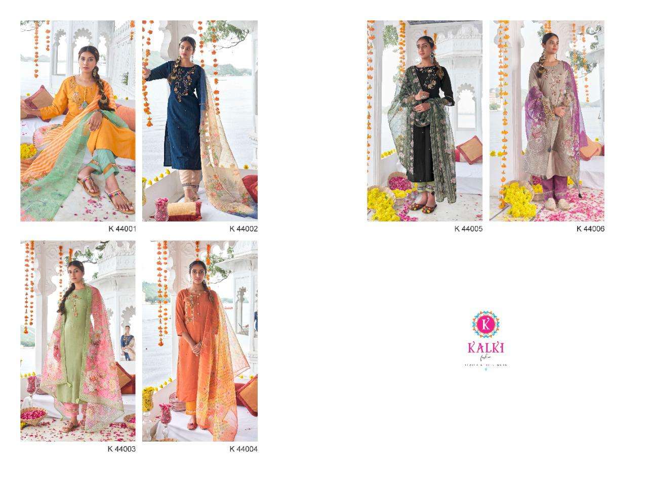 Kalki  Tirth Viscose Silk Kurtis With Bottom And Dupatta Catalog
