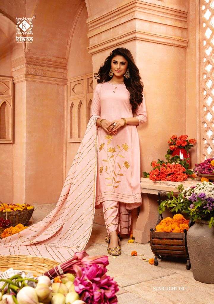 Kiana Starlight Heavy Rayon With Lace Pati Work Kurtis With Bottom And Dupatta Catalog