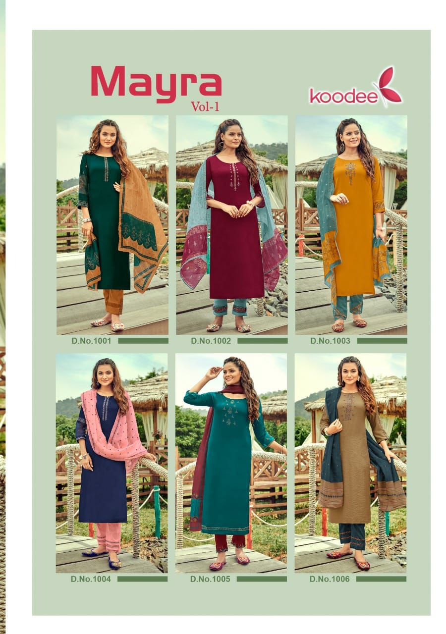Koodee Mayra Vol  1 Rayon Designer Readymade Buy Stylish Rayon Kurti Bottom And Dupatta
