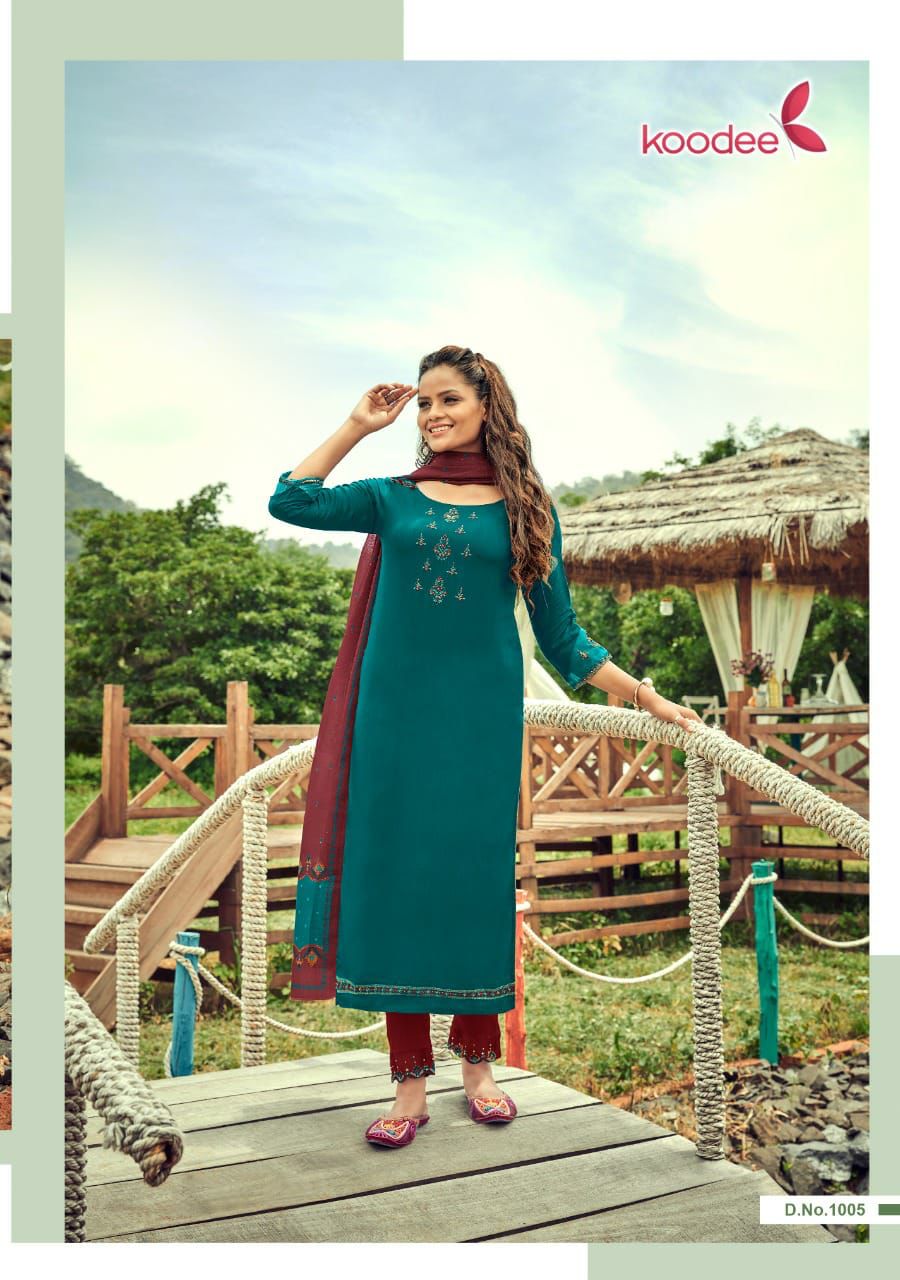 Koodee Mayra Vol  1 Rayon Designer Readymade Buy Stylish Rayon Kurti Bottom And Dupatta