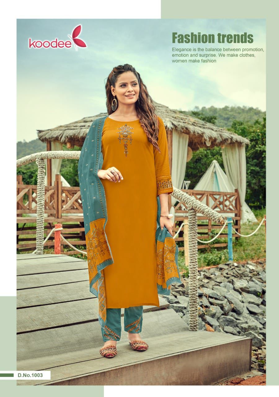 Koodee Mayra Vol  1 Rayon Designer Readymade Buy Stylish Rayon Kurti Bottom And Dupatta
