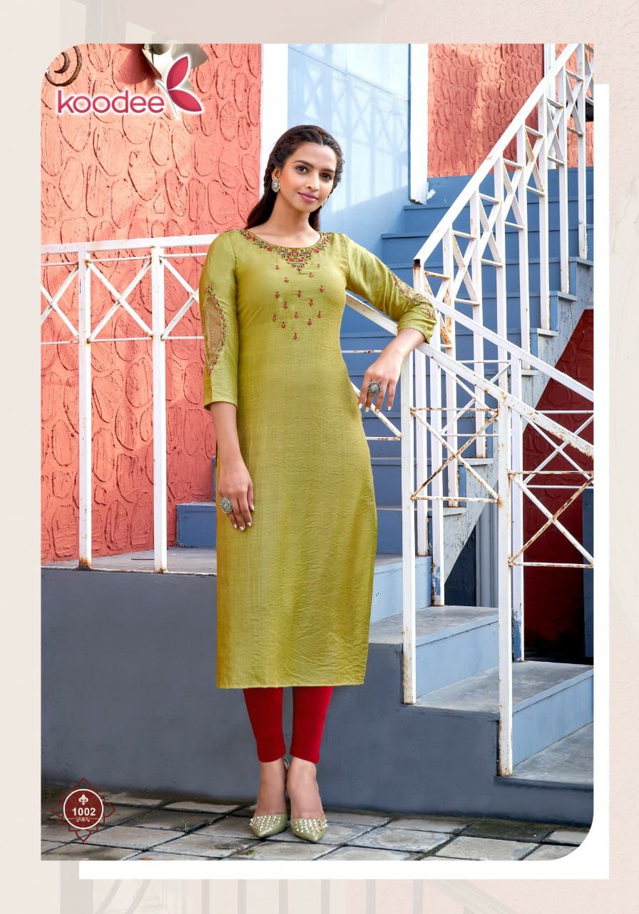 Koodee Veer Vol  1 Designer Silk Embroidery Kurti Catalog