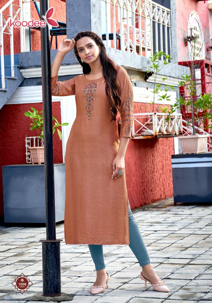 Koodee Veer Vol  1 Designer Silk Embroidery Kurti Catalog