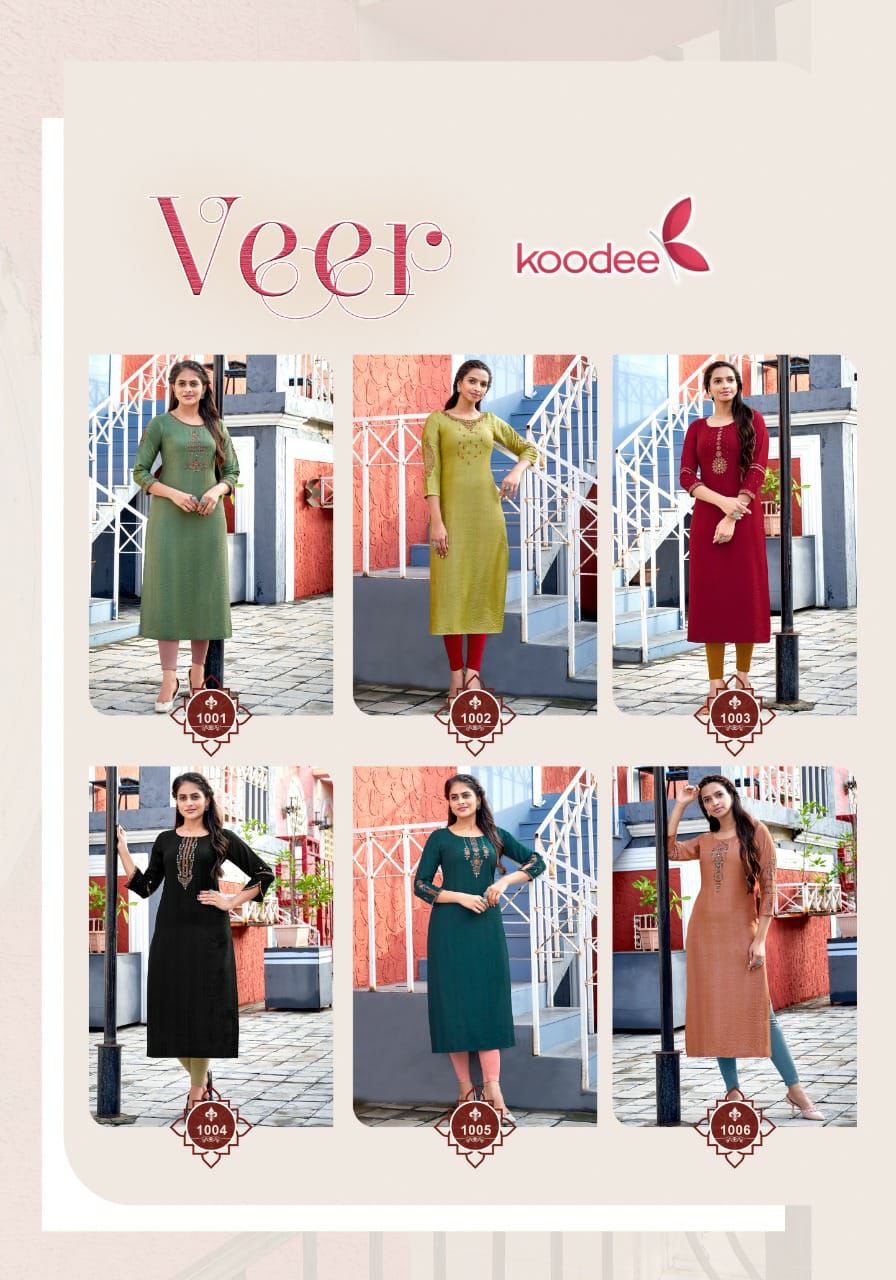 Koodee Veer Vol  1 Designer Silk Embroidery Kurti Catalog