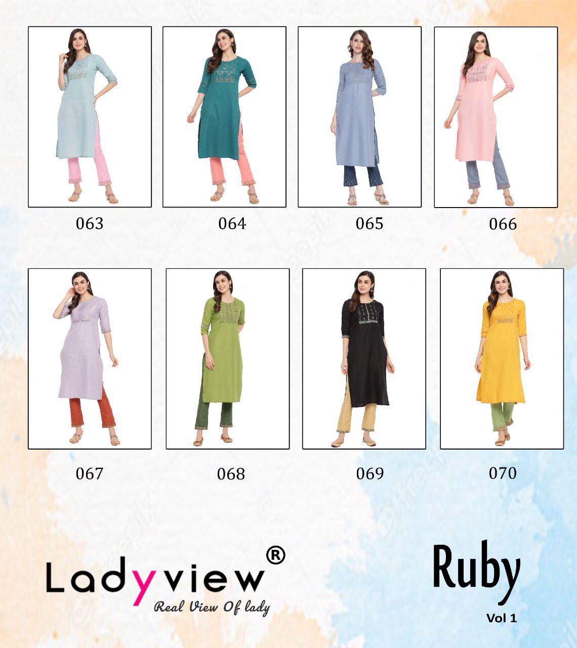 Ladyview Ruby Vol 1 Heavy Magic Slub Designer Kurti With Pant Catalogue