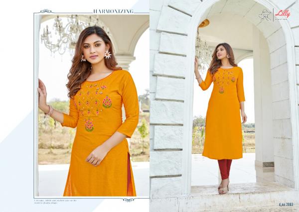 Lilly Netflix Rayon Designer Hand Work Kurti Catalog