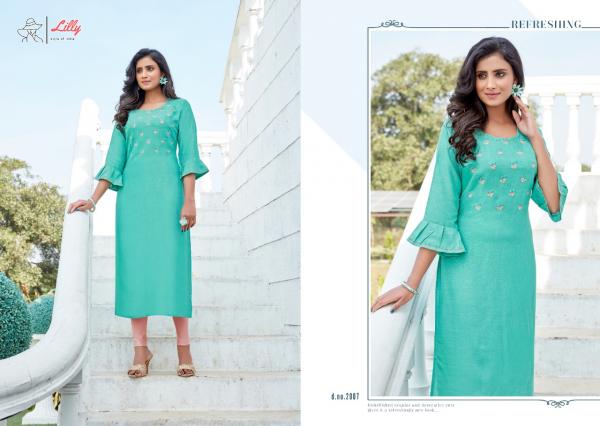 Lilly Netflix Rayon Designer Hand Work Kurti Catalog