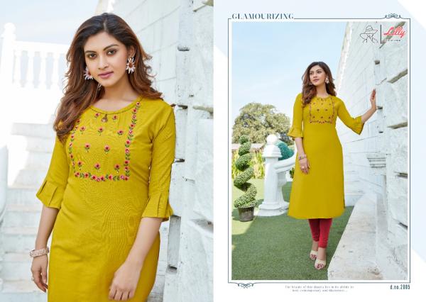 Lilly Netflix Rayon Designer Hand Work Kurti Catalog