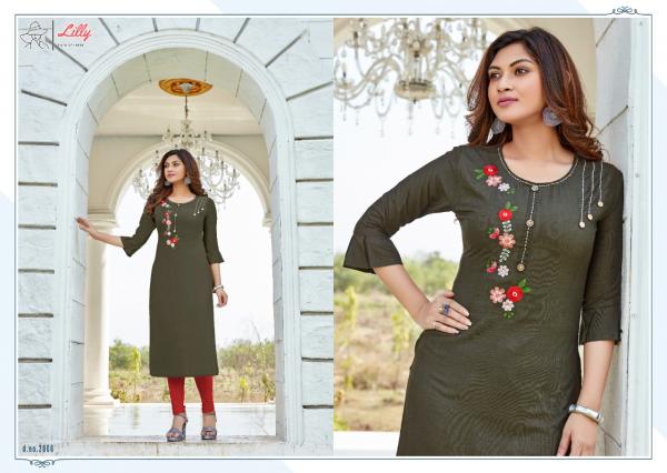 Lilly Netflix Rayon Designer Hand Work Kurti Catalog