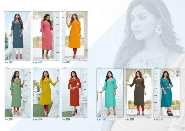 Lilly Netflix Rayon Designer Hand Work Kurti Catalog