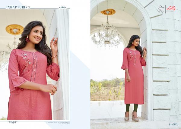 Lilly Netflix Rayon Designer Hand Work Kurti Catalog